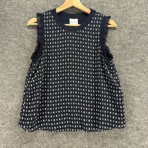 Dragonfly Blouse Women M Medium Black Geometric Sleeveless Wide Strap Lined